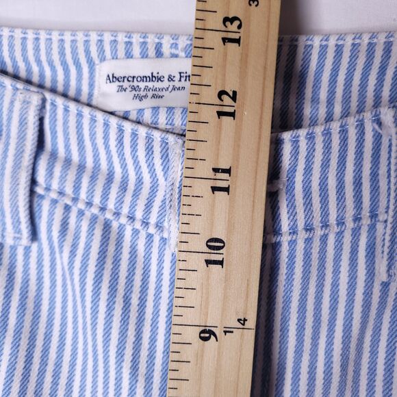 Abercrombie & Fitch Jeans Womens 25/0R Striped Blue, White 90s Relaxed High Rise - Picture 10 of 13